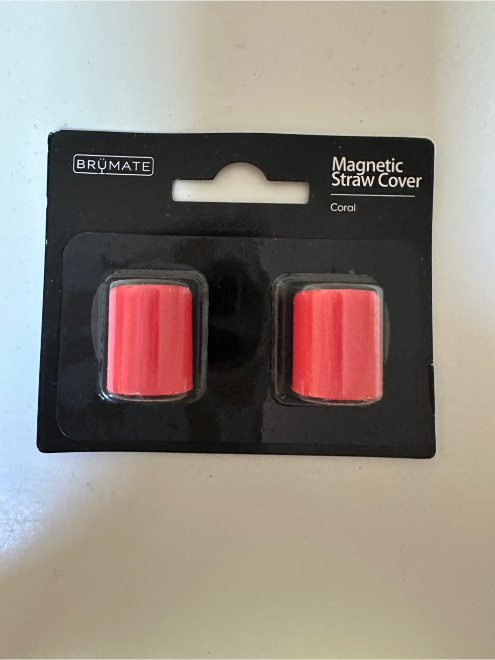 BruMate Magnetic Straw Cover covers in Coral New. Set of two